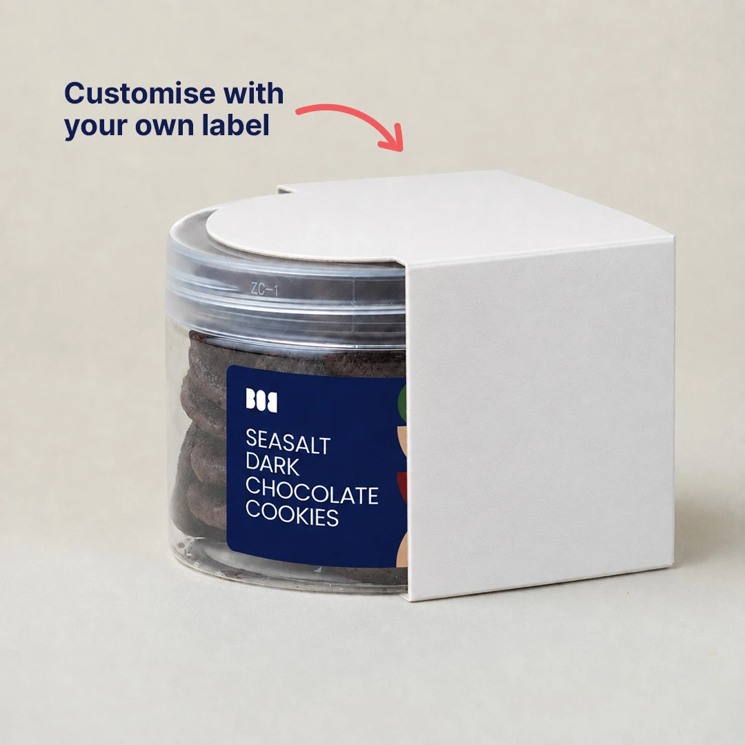 Custom printed label on Bob the Baker Boy cookie jar