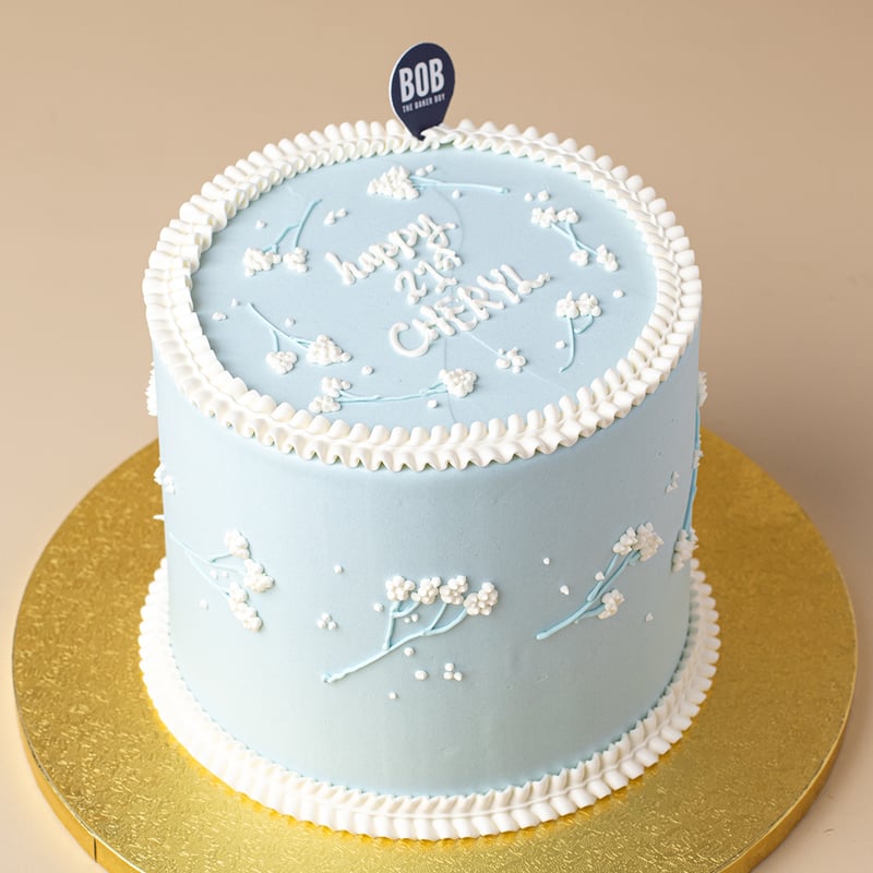 Korean Piped Babies Breath Floral Cake