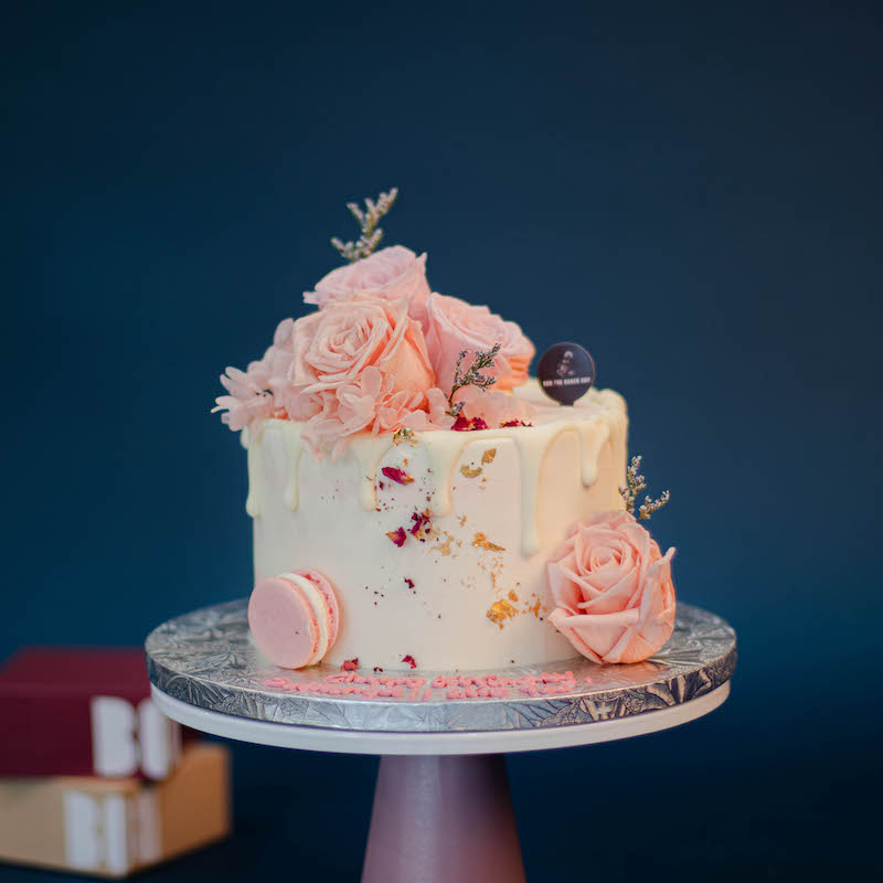 Pastel Pink Floral Cake with Dried Petals