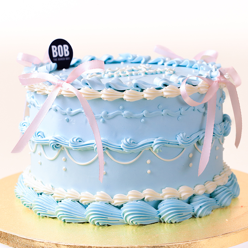 Baby Blue Korean Coquette Style Cake