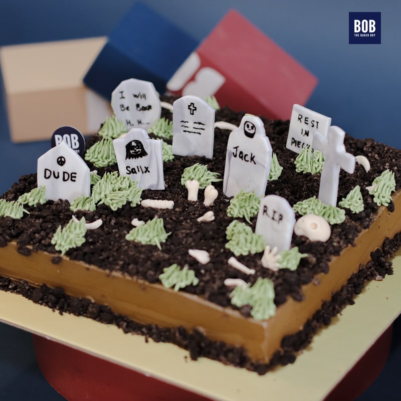 Graveyard Halloween Cake