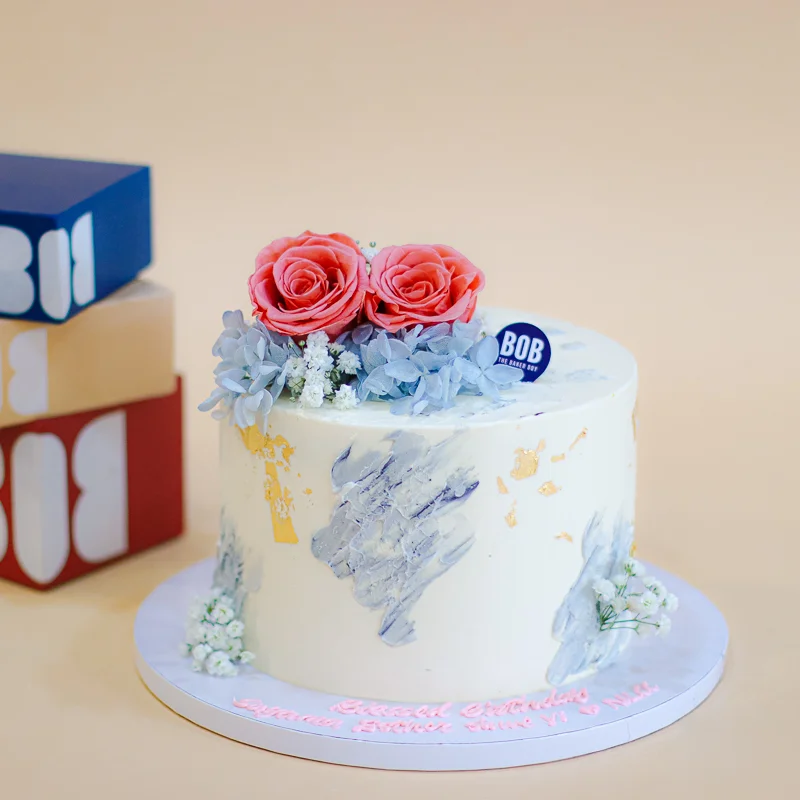 Graffiti Floral Cake with Marble Paint