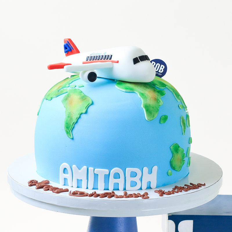 Around the World Globe Cake with 3D Plane