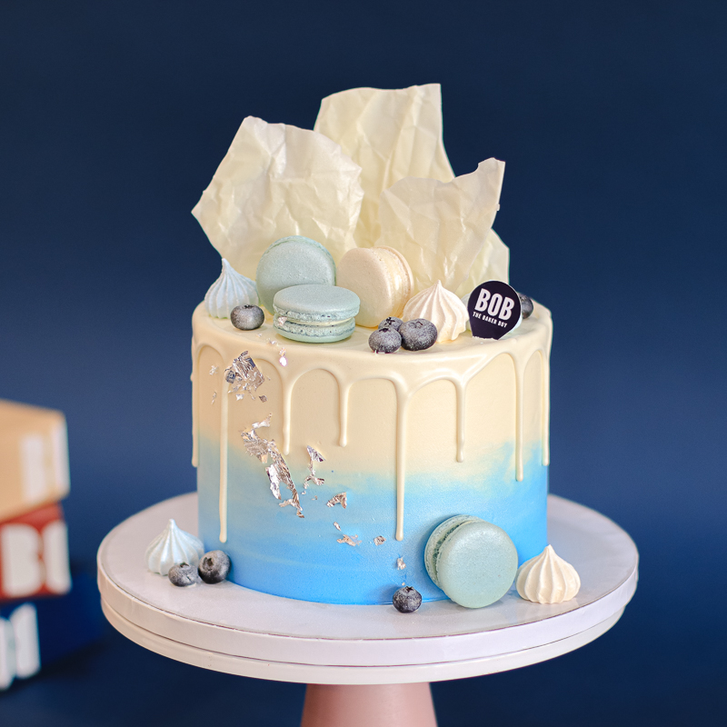 Sky Blue Ombre with Macarons and Meringue