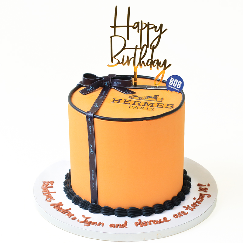 Minimalistic Hermes Inspired Birthday Cake