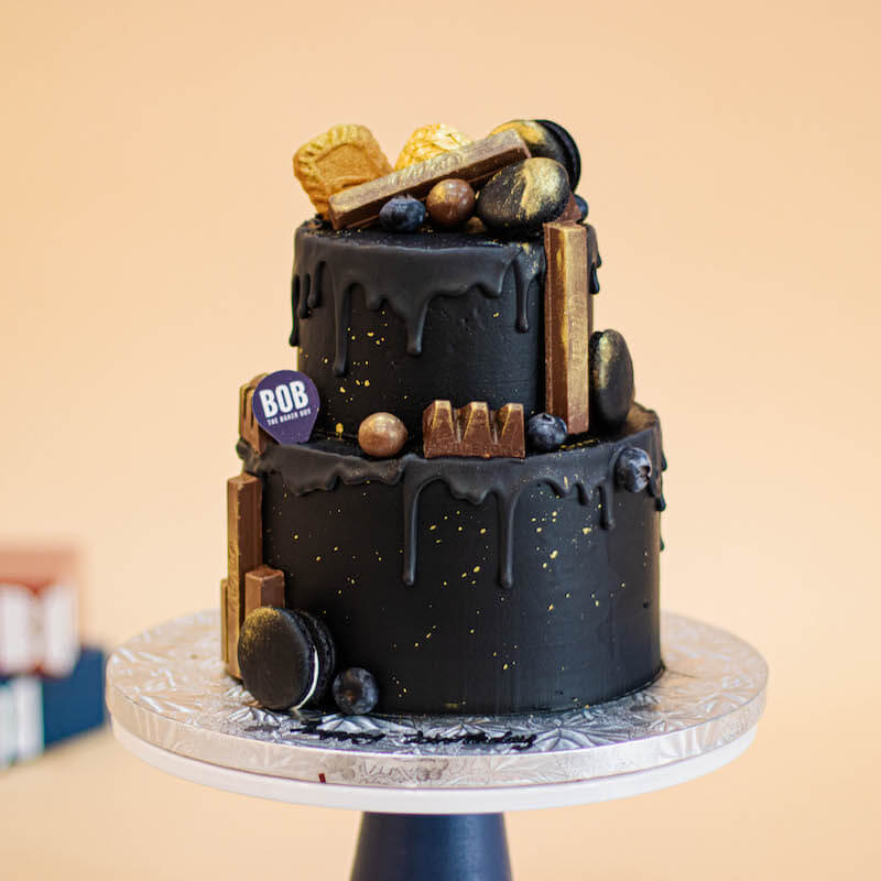Black and Gold Cake, Candy Topped