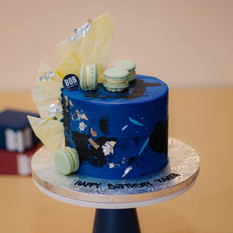 Blue and White Drip Cake - Regency Cakes Online Shop