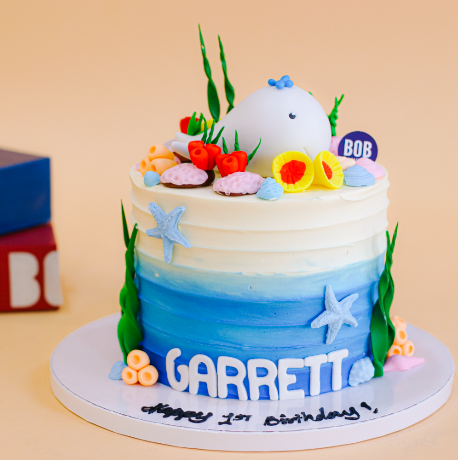2 tier Cute Under The Sea Birthday Cake - Karen's Cakes