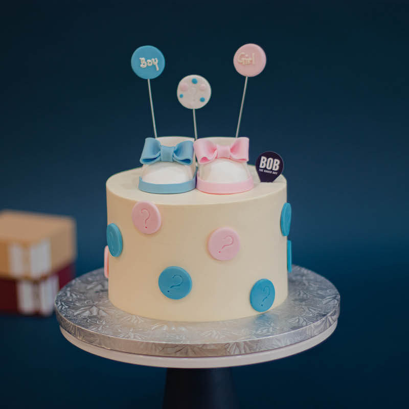 Baby Shower Gender Reveal Cake with Baby Booties