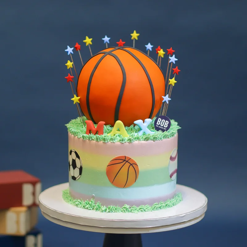Pastel Rainbow Large Basketball Cake