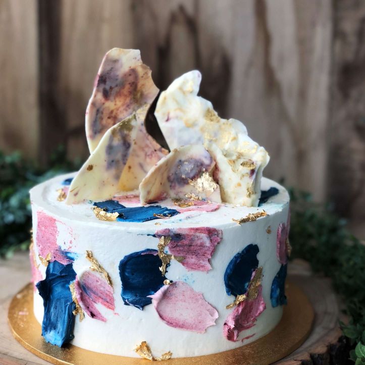 Abstract Navy and Mauve Paint Cake