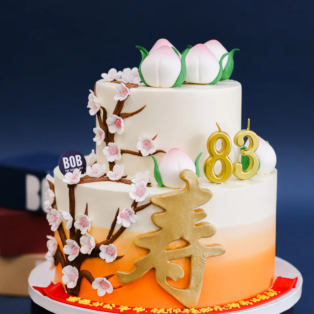 Grandma & Giant Peach Longevity Cake | Cake Genie Home