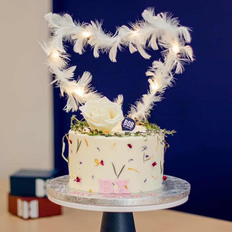 Confetti Floral Cake with Feather Lights