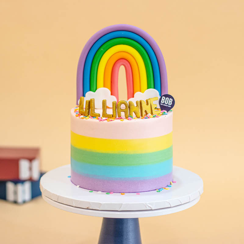 Pastel Rainbow Cake with Clouds