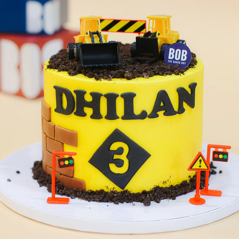 Builders Construction Excavator Birthday Cake