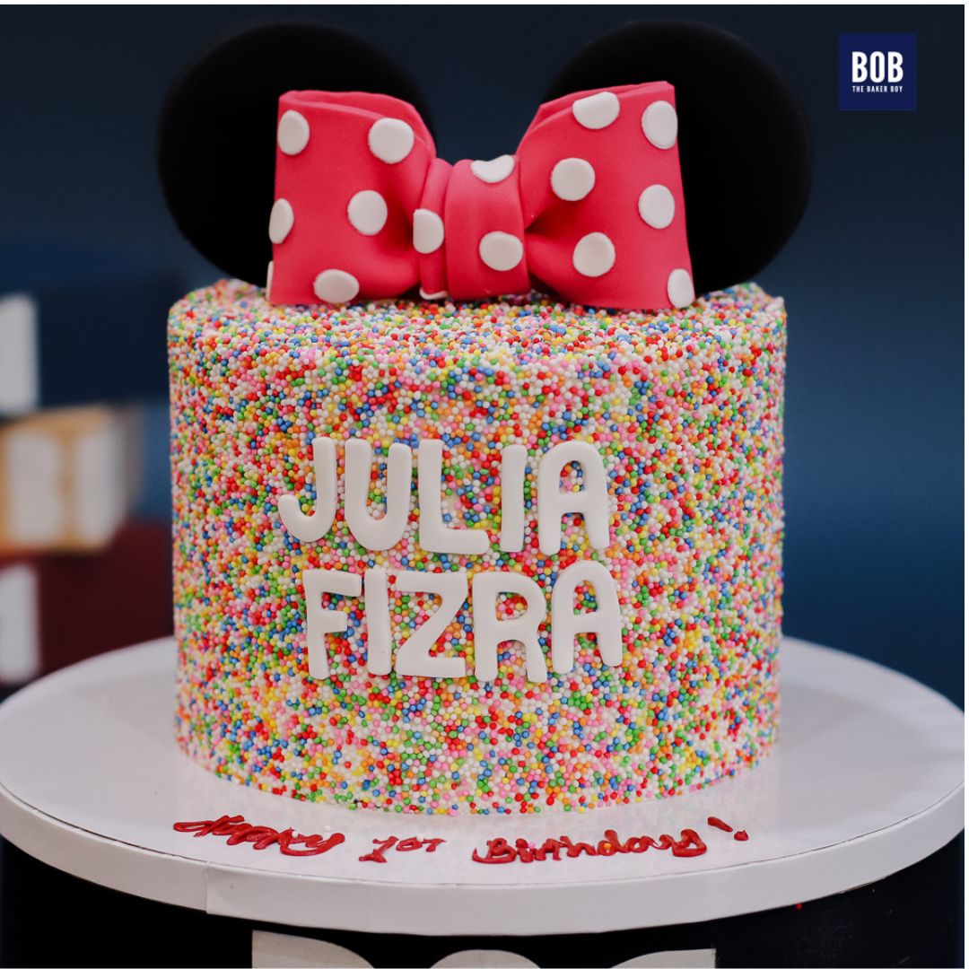 Minnie Mouse Ears and Ribbon Cake