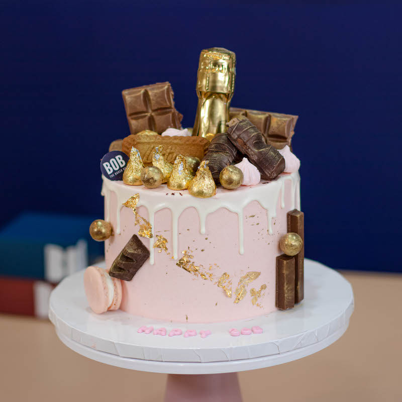 Ladies Champagne Bottle Cake In Pink