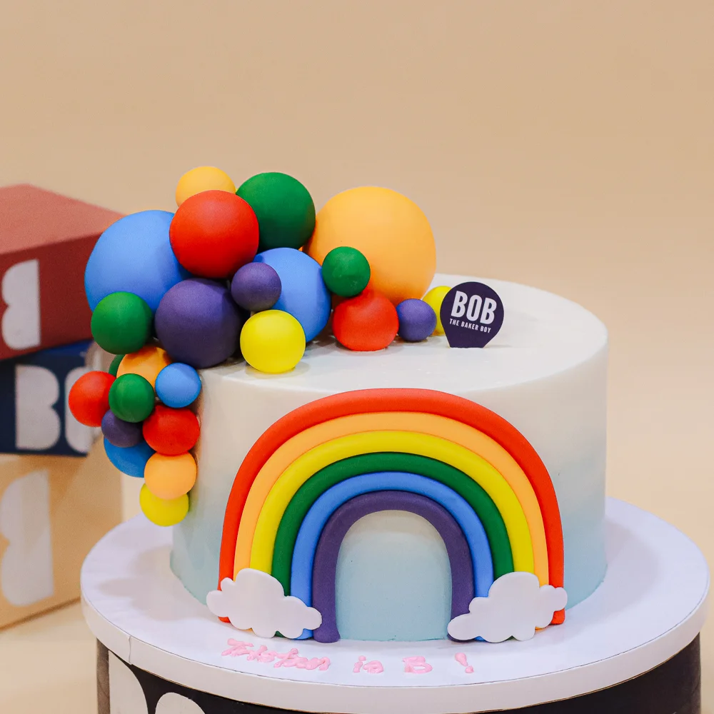 Bright Colourful Rainbow Birthday Cake