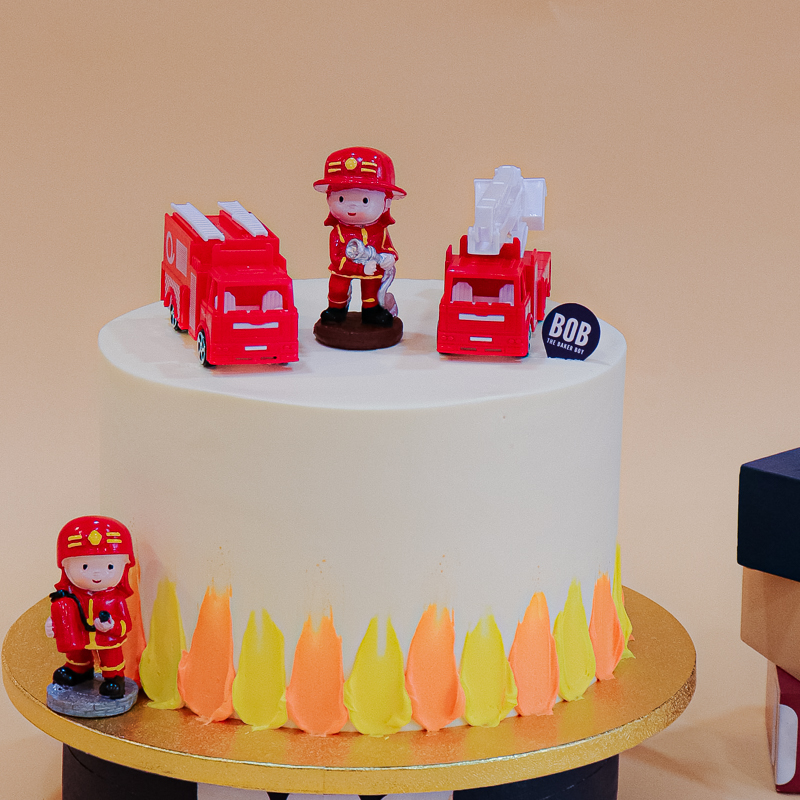 Fireman Truck and Firefighter Cake