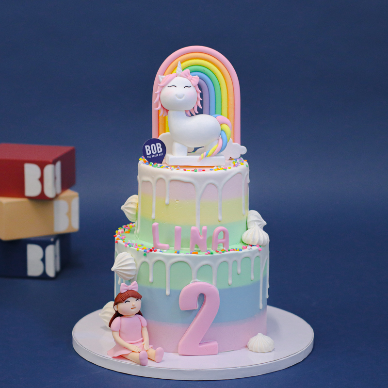 Magical Unicorn and Little Girl Cake