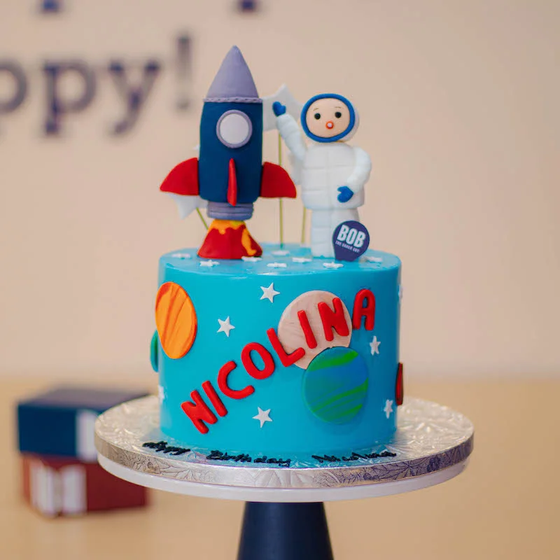 Rocket and Space Cake with Astronaut