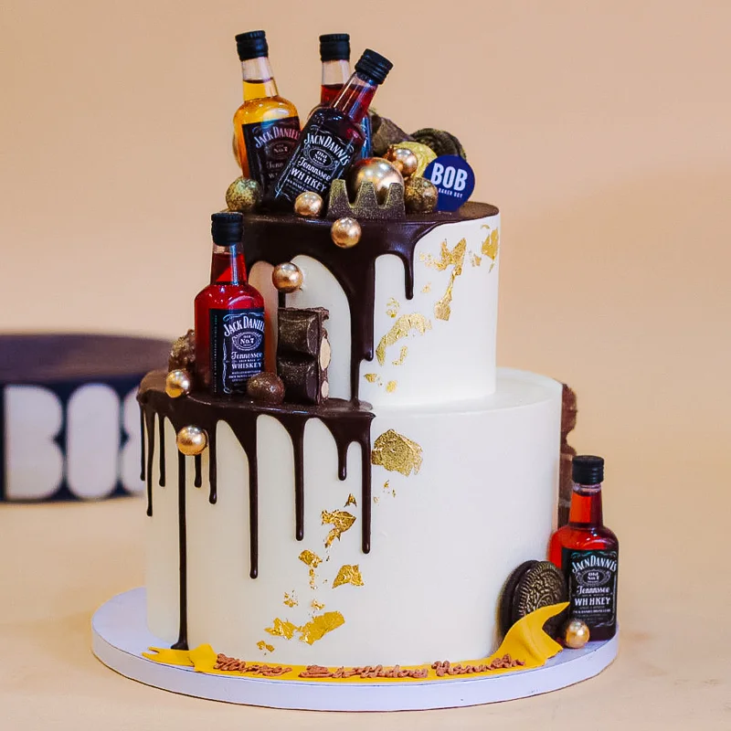 Bourbon Bottle 21st Birthday Cake - Decorated Cake by - CakesDecor