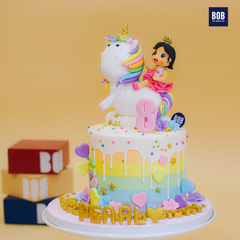 Unicorn and Princess Rainbow Cake