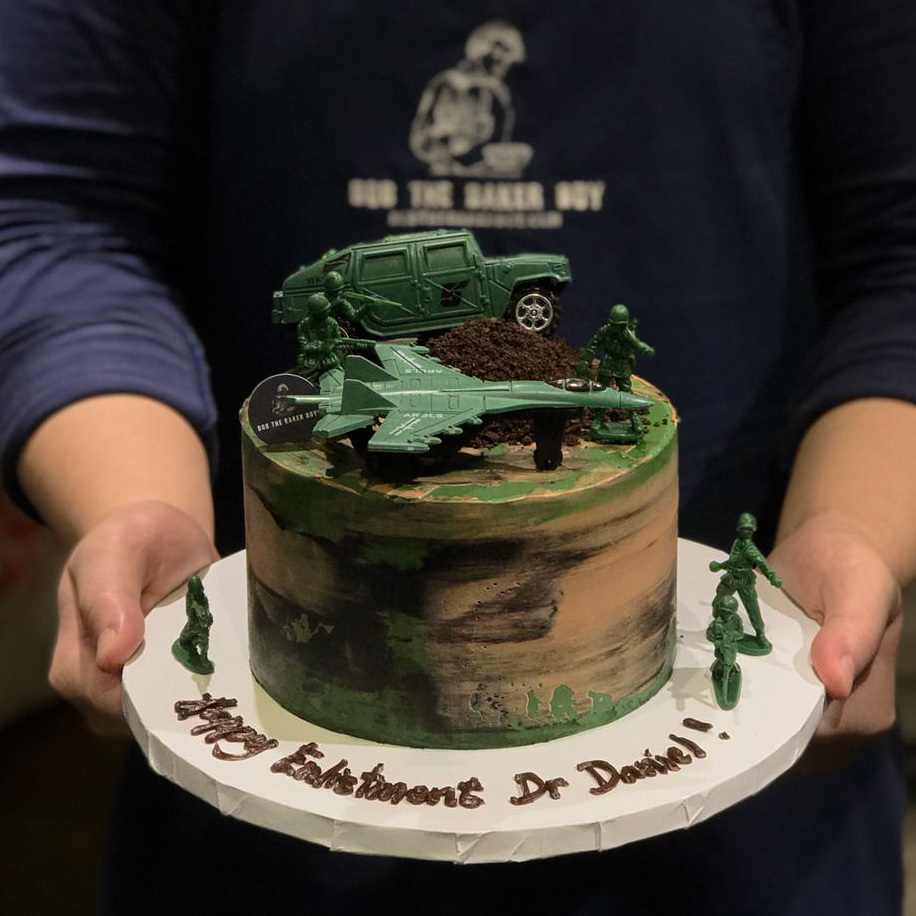 Army With Soldiers Cake In Military Color
