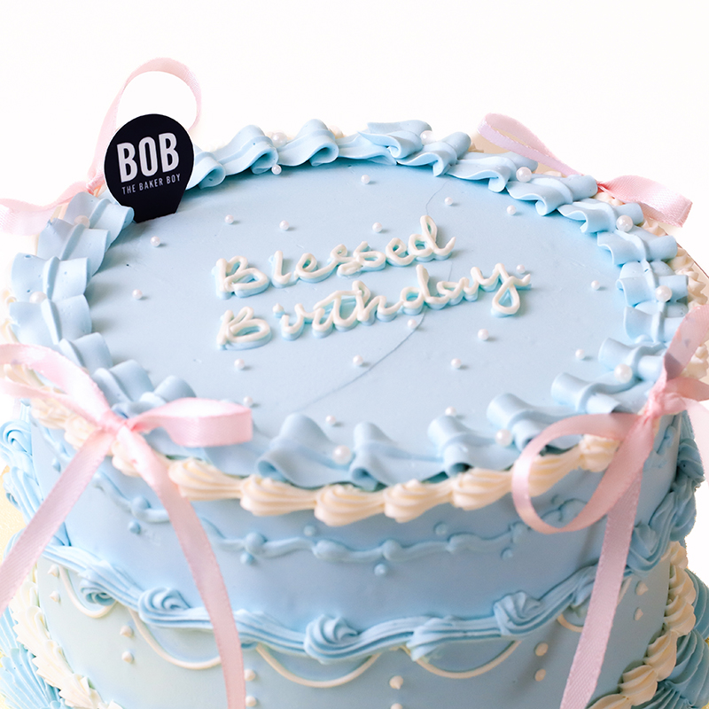 Baby Blue Korean Coquette Style Cake