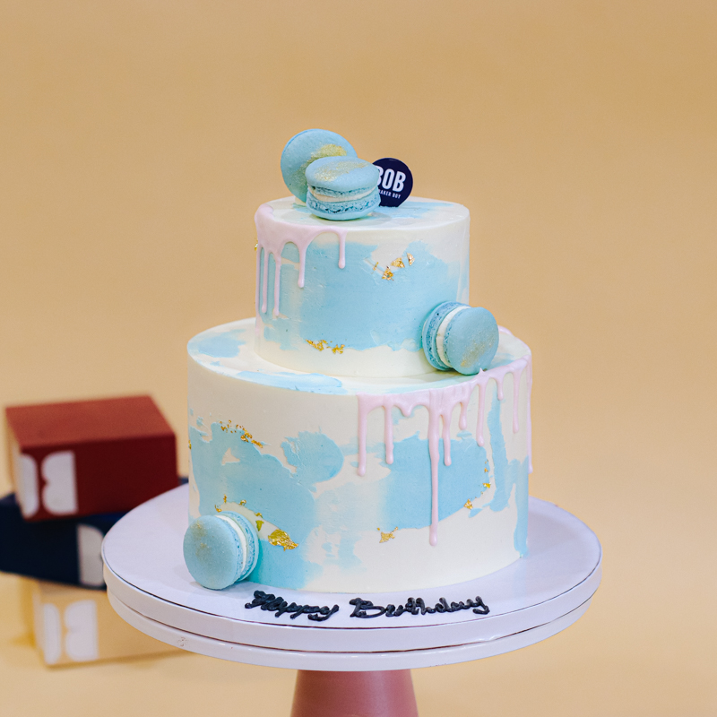 Minimalist Pastel Blue Smears Cake