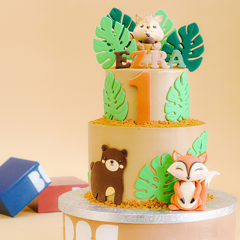 Cute Woodland Themed Animal Cake