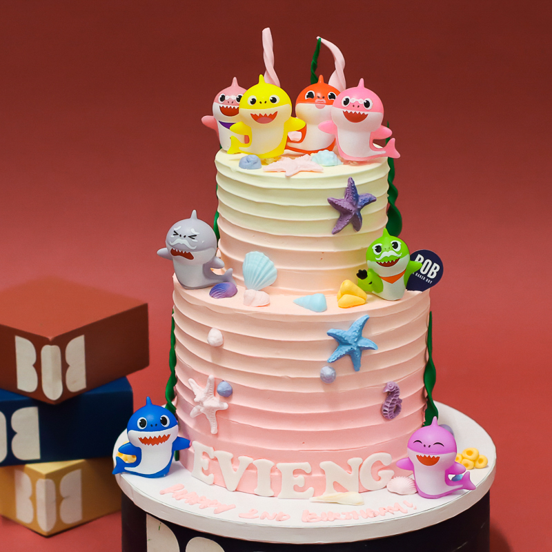 Baby Shark Birthday Cake in Pink