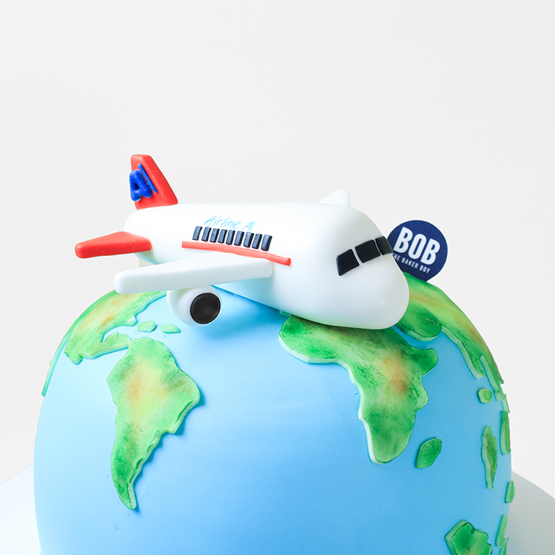 Around the World Globe Cake with 3D Plane