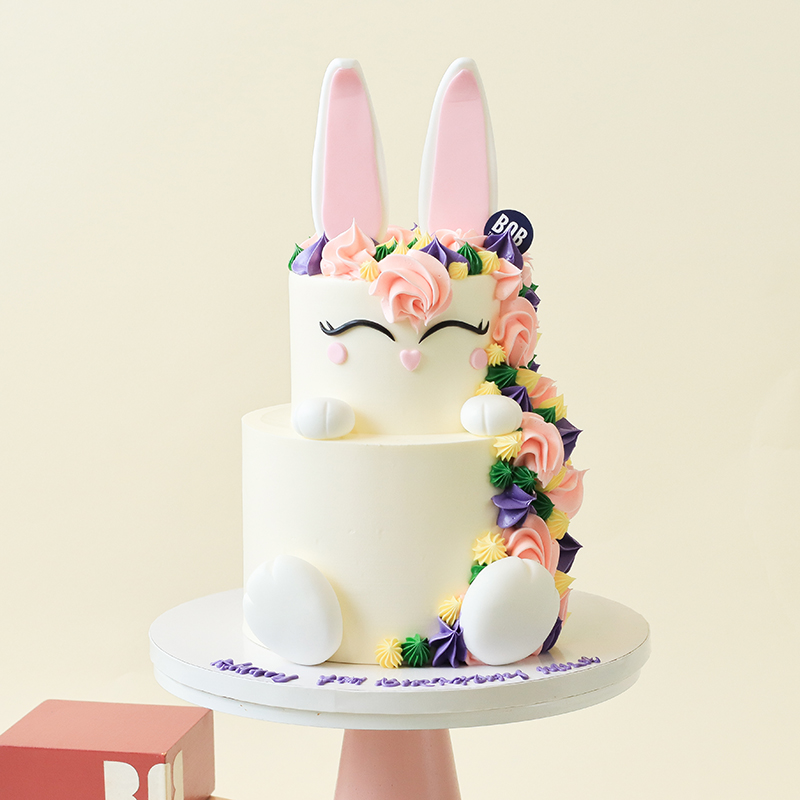 Sweet Little Rainbow Flora Rabbit Bunny Cake