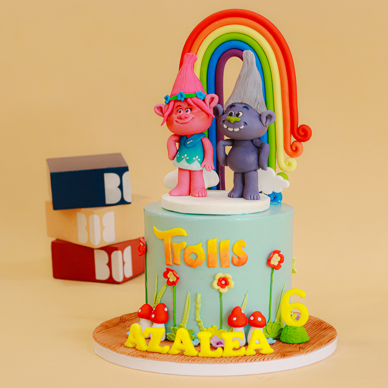 Poppy and Guy Diamond Trolls Birthday Cake