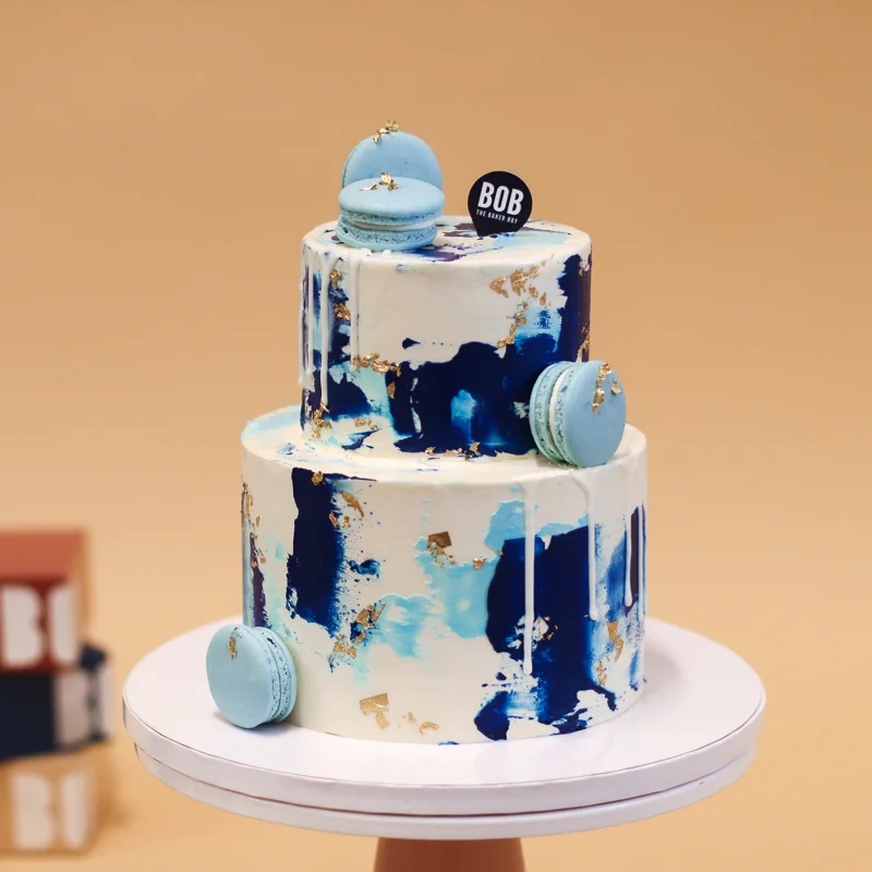 Blue and Gold Sprinkles Layer Cake | Birthdays