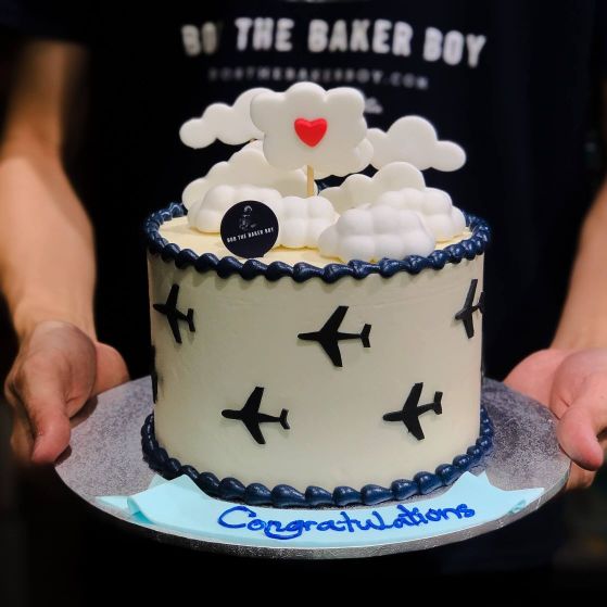 Pilot Themed Cake with Air Plane Silhouette