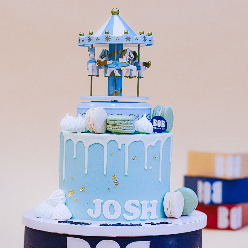 Music Carousel Cake in Baby Blue