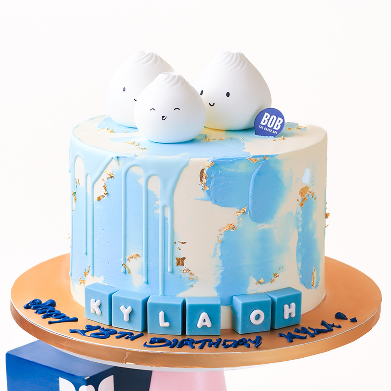 Cute Blue Dim Sum Themed Cake