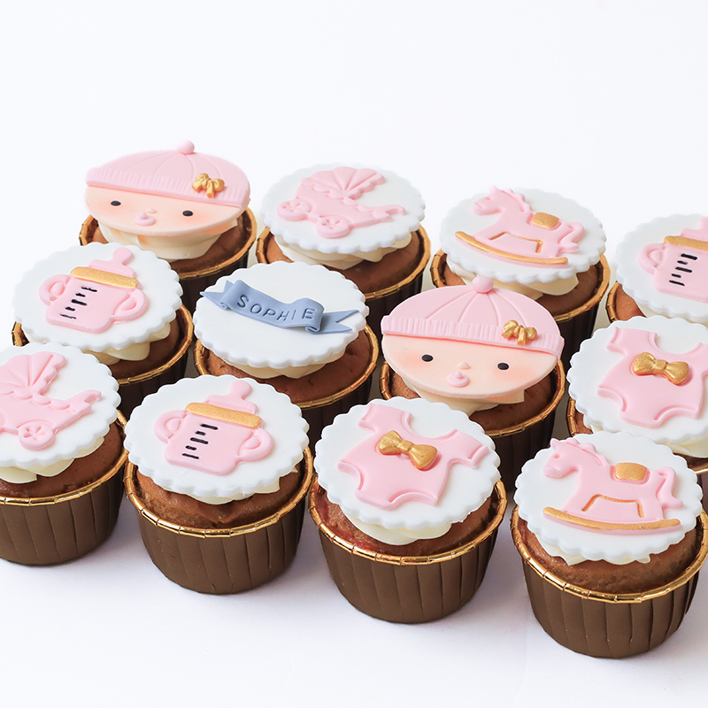 Classic Baby Girl Cupcakes (Dozen)