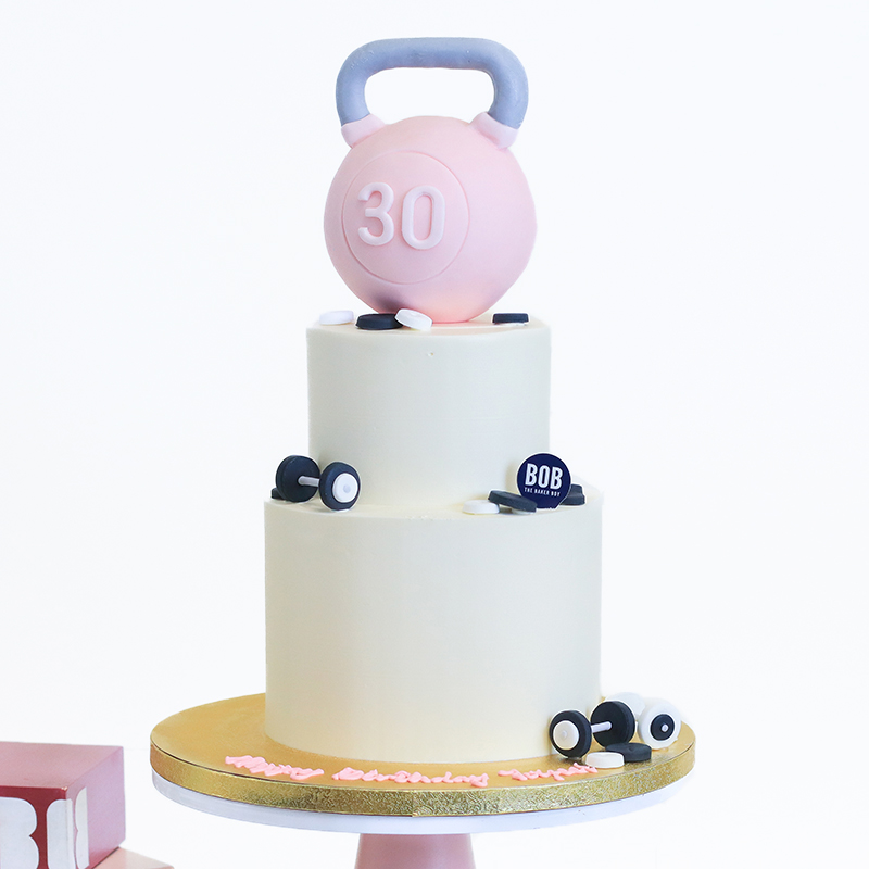 Weight Lifting Kettlebell Cake in Pink