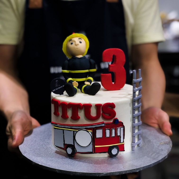 FireMan and Engine Birthday Cake