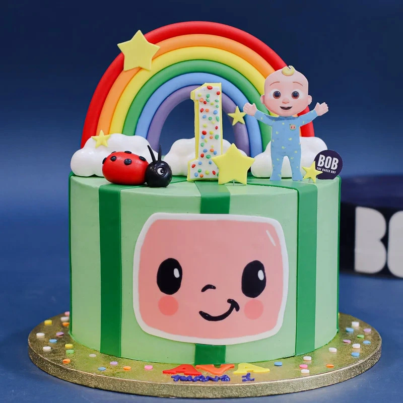 Cocomelon and JJ Rainbow Birthday Cake