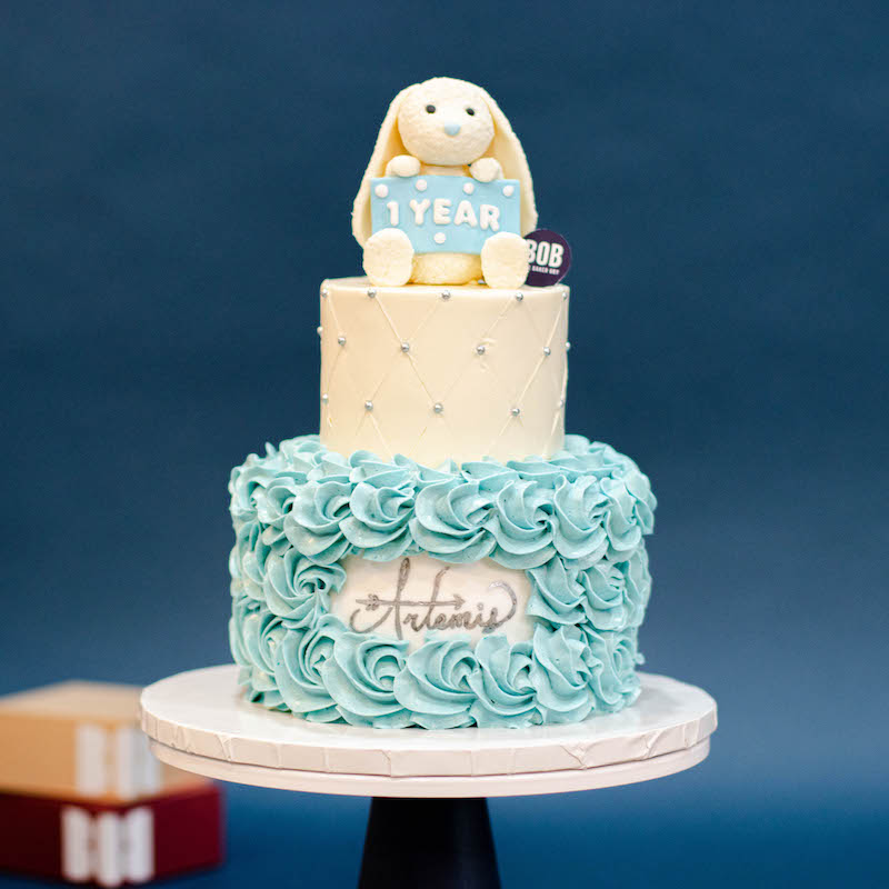 Jellycat Bunny Cake with Rosettes and Number Placard