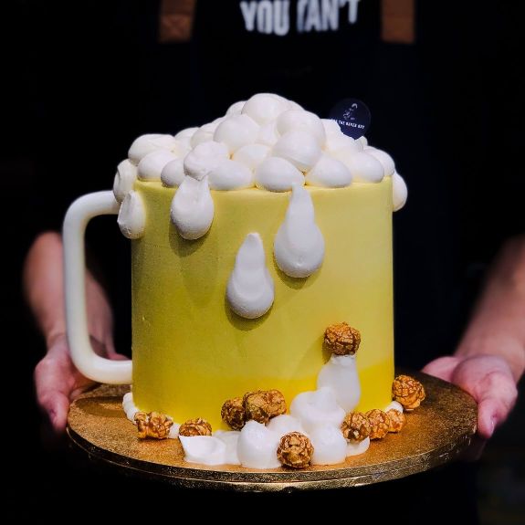 Customised Beer Mug Shaped Cake with Popcorn