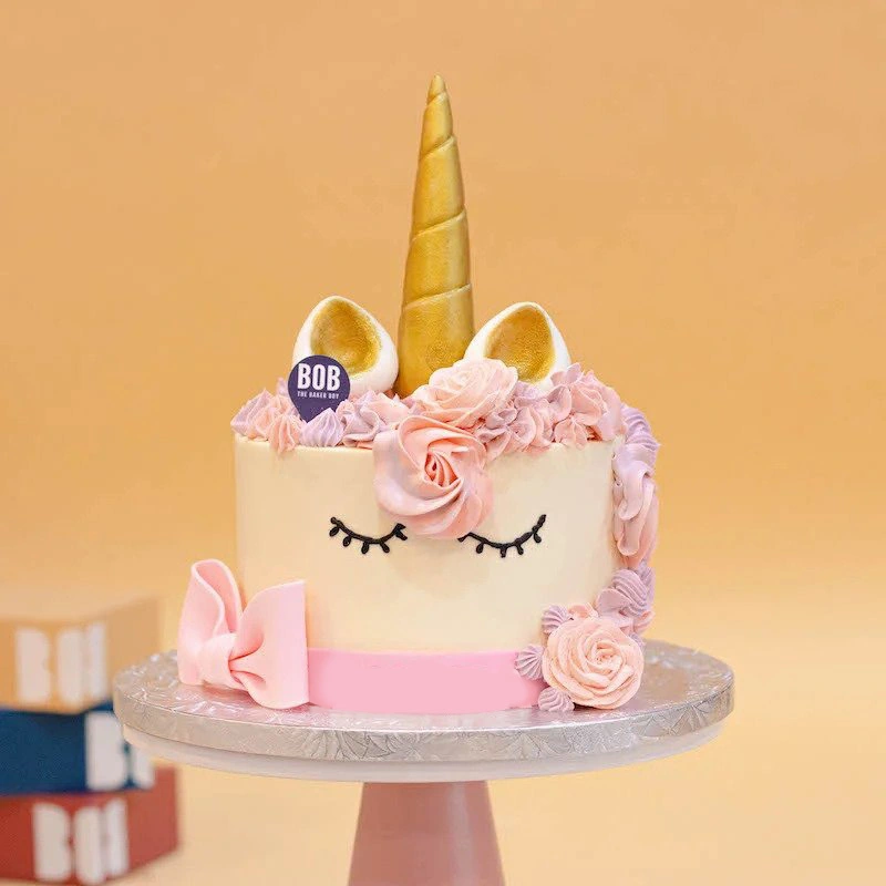 Magical Unicorn Cake With Pink Ribbon