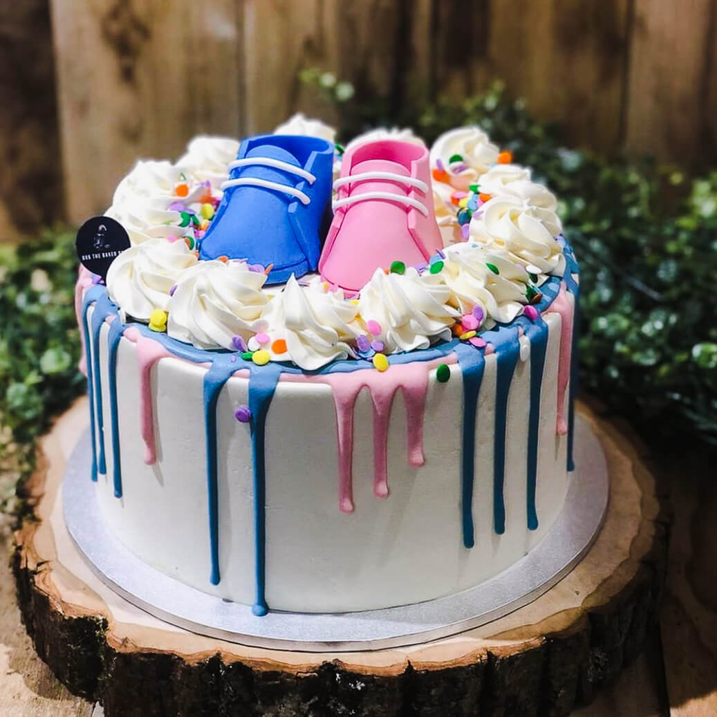 Pastel Baby Boots - Gender Reveal Cake