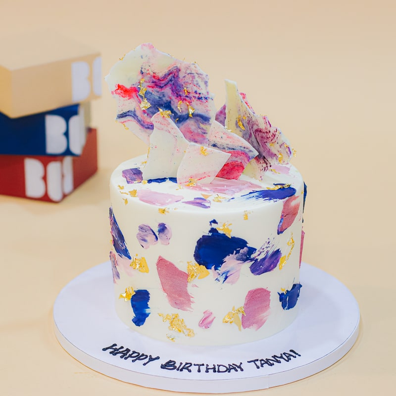 Abstract Navy and Mauve Paint Cake