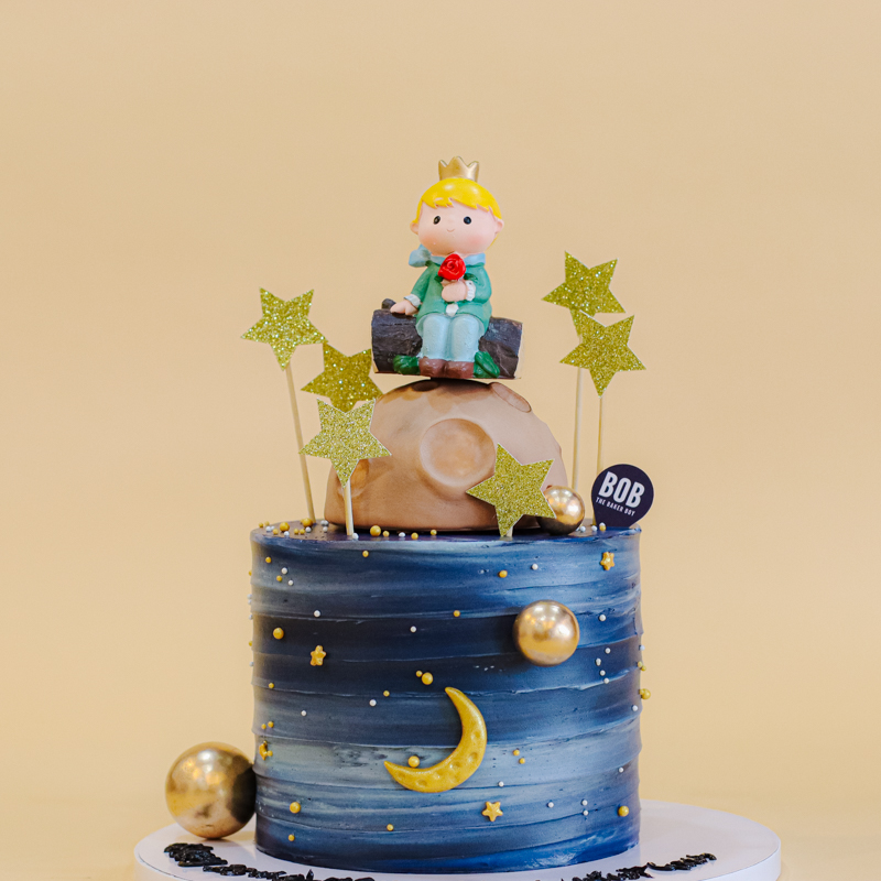 Galaxy Prince Birthday Cake with Stars