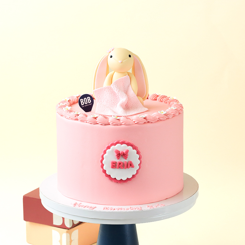 Cream Bunny Cake in Sweet Pink
